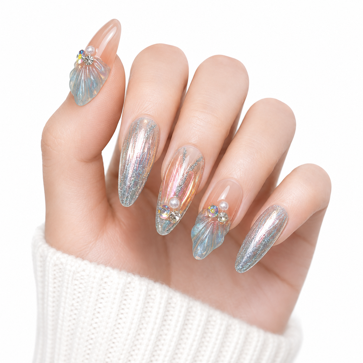 Pink Crystal Press-On Nails - View 1