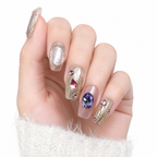 Gold Blue Diamond Press-On Nails - View 1