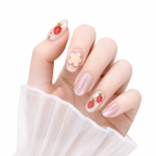 3D Embossed Strawberry Bubble Short Oval Press-On Nails - New View