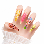 3D Embossed Rainbow Long Stiletto Press-On Nails - View 1