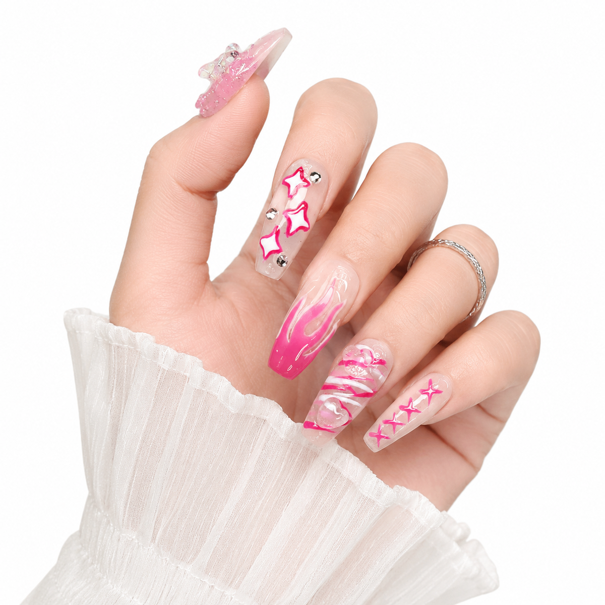 Glamorous Red Flame Press-On Nails - View 1