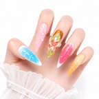 3D Embossed Rainbow Long Stiletto Press-On Nails - View 2