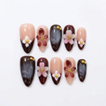 3D Embossed Floral Almond Press-On Nails - Alt View 1