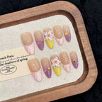 3D Embossed Design Tropical Shells Almond Press-On Nail Set