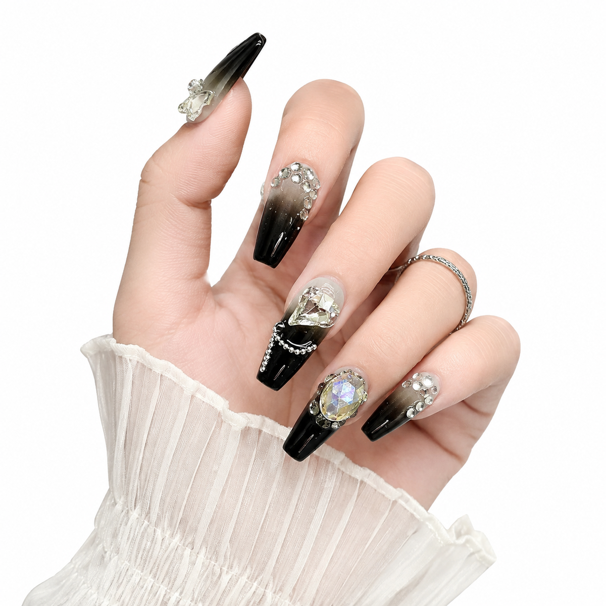 Butterfly Crystal Black Press-On Nails - View 1
