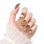Brown Yellow Butterfly Crystal Press-On Nails - View 1