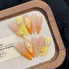 3D Embossed Design Sunlit Wings Long Stiletto Press-On Nail Set