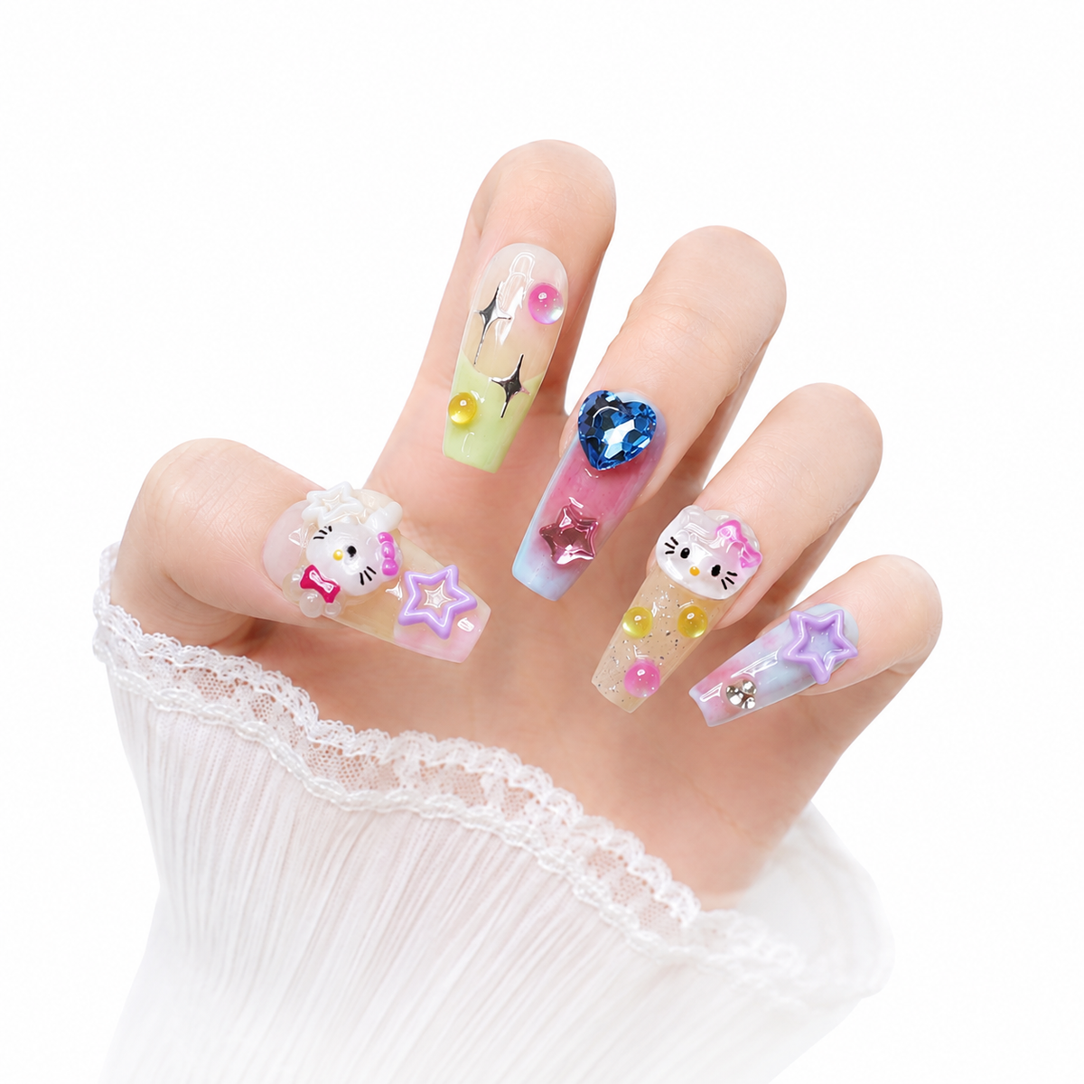 Kitty Cat Pink Gel Press-On Nails - View 1