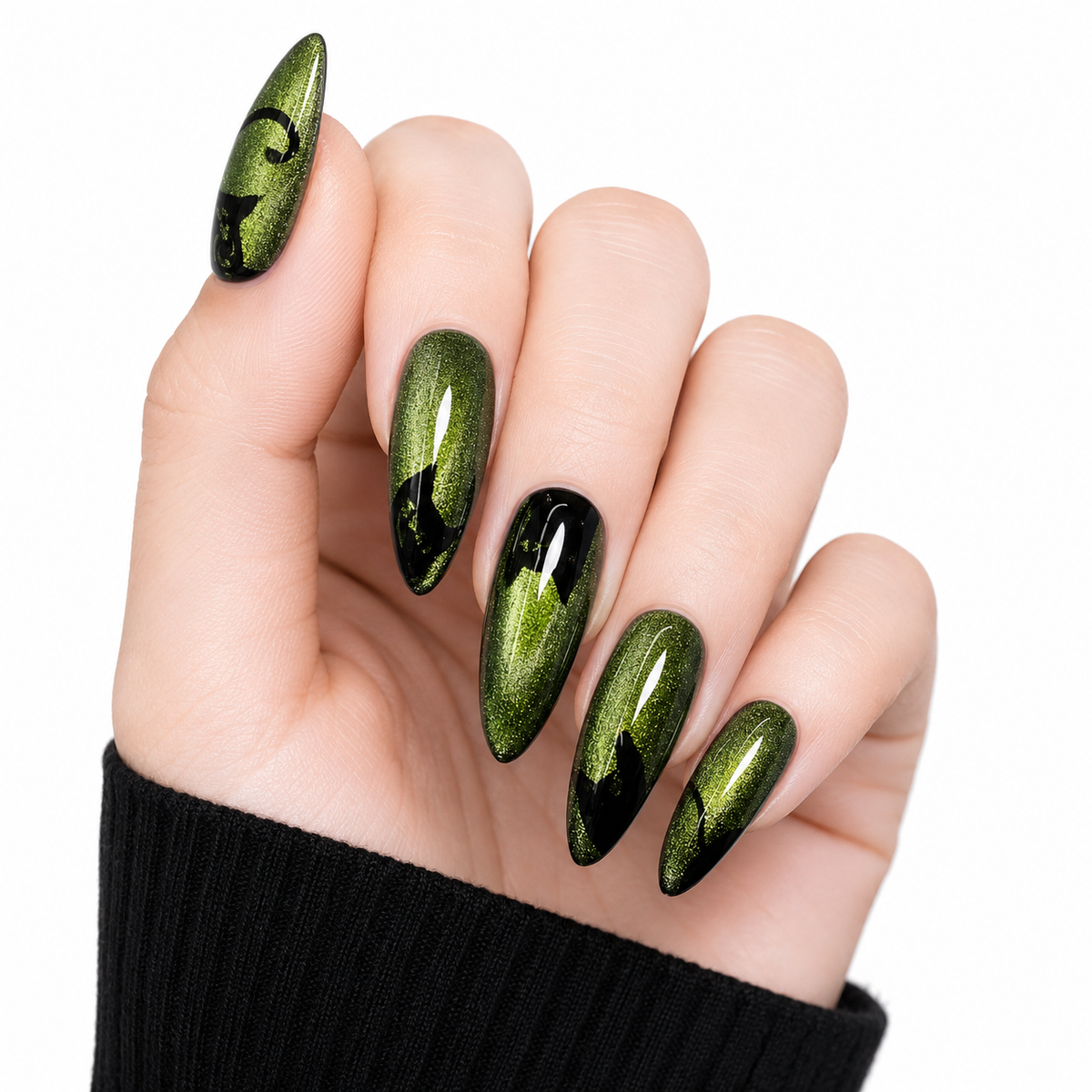 Black Cat Neon Press-On Nails - View 1