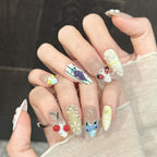 3D Embossed Candied Summer Almond Press-On Nails - View 2