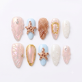 3D Embossed Ocean Almond Press-On Nails - New View 1