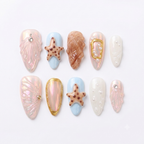 3D Embossed Ocean Almond Press-On Nails - New View 1