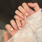 3D Embossed Strawberry Bubble Short Oval Press-On Nails - View 2