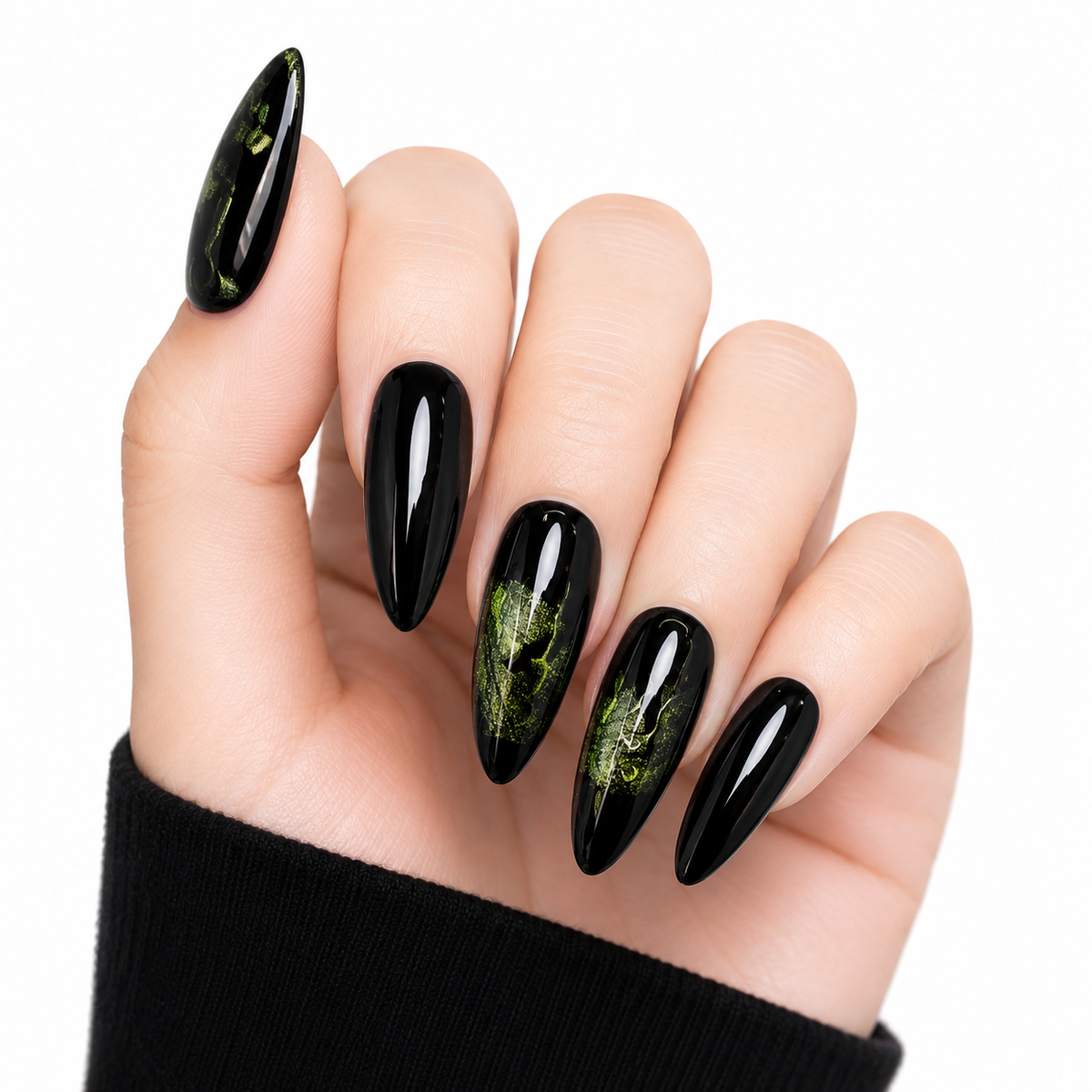 Black Cat Neon Press-On Nails - View 2
