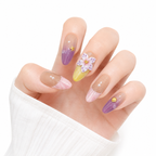 3D Embossed Tropical Shells Almond Press-On Nails - View 1