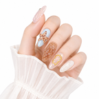 3D Embossed Ocean Almond Press-On Nails - View 1