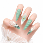 3D Embossed Dual Flora Long Stiletto Press-On Nails - View 1