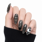 Black Skull Kitty Press-On Nails - View 1