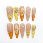 3D Embossed Design Sunlit Wings Long Stiletto Press-On Nail Set