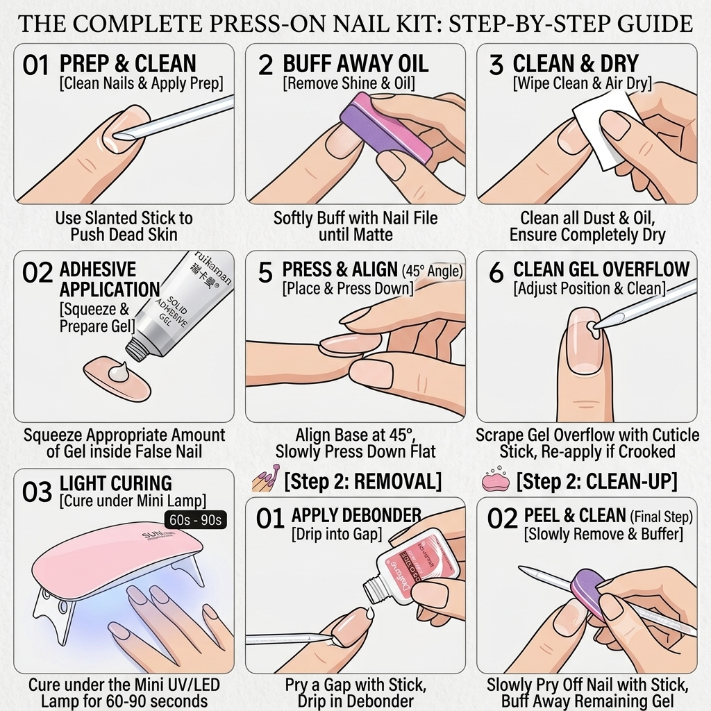 Press-On Nail Kit Step by Step Application Guide