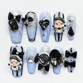 Nailsis Blue Doll Crystal Bow Tie Press-On Nail Set