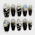 Nailsis Butterfly Crystal Black Press-On Nail Set