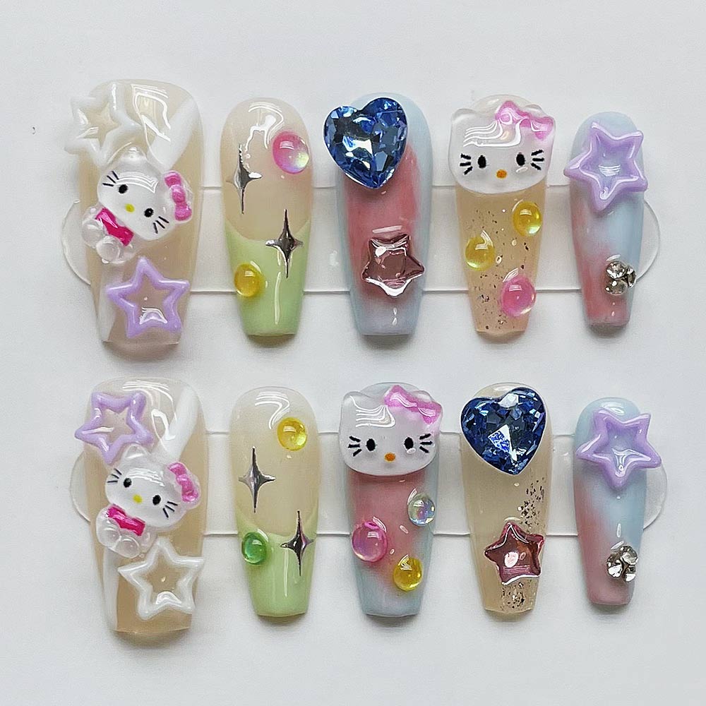Nailsis Kitty Cat Pink Gel Press-On Nail Set