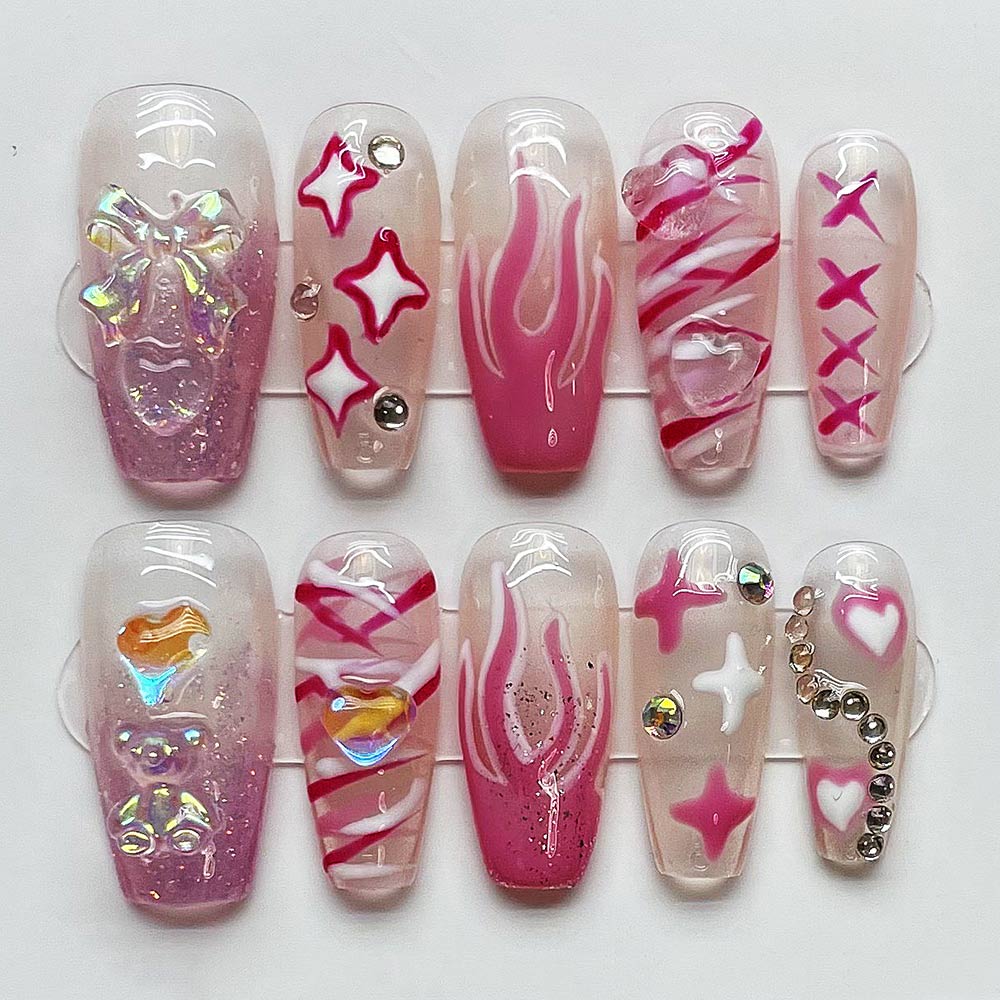 Nailsis Glamorous Red Flame Press-On Nail Set