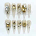 Nailsis Yellow Crystal Diamond Press-On Nail Set