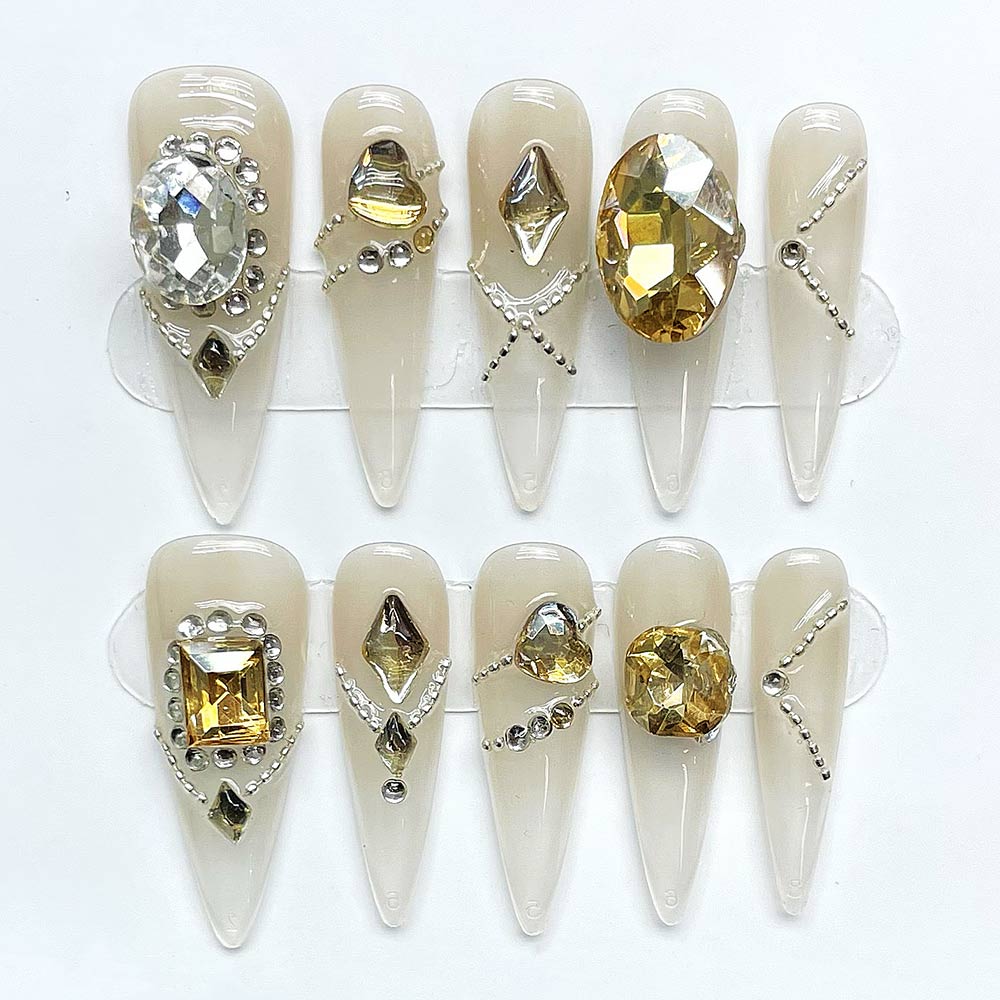 Nailsis Yellow Crystal Diamond Press-On Nail Set