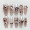 Nailsis Pink Diamond Heart Press On Nail Set