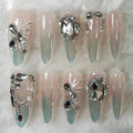 Nailsis Crystal Pink Butterfly Diamond Press On Nail Set