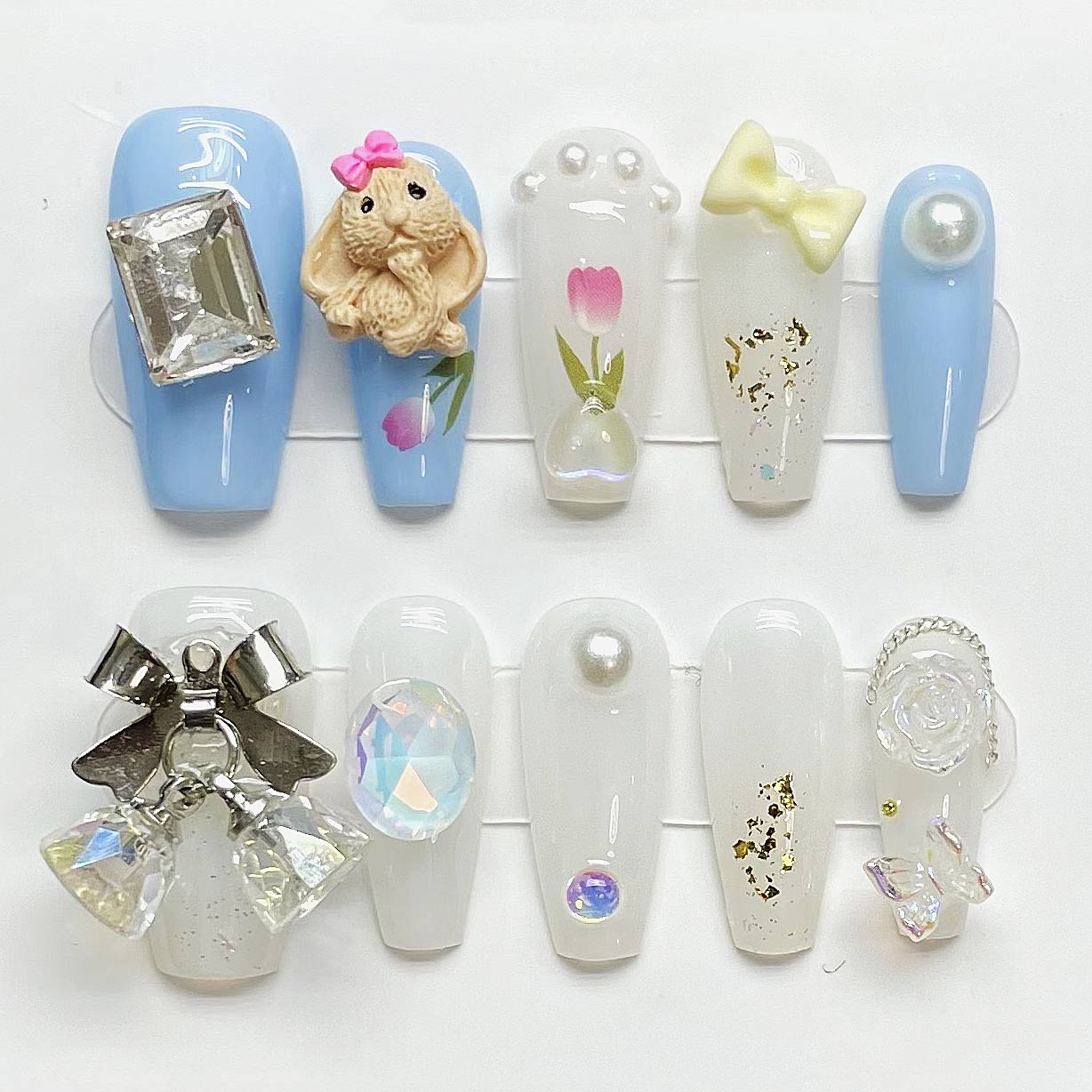 Nailsis Blue Rabbit Bell Press On Nail Set