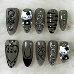 Nailsis Black Skull Kitty Press On Nail Set