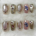 Nailsis Gold Blue Diamond Press On Nail Set