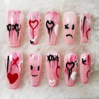 Nailsis Pink Heart Art Press-On Nail Set