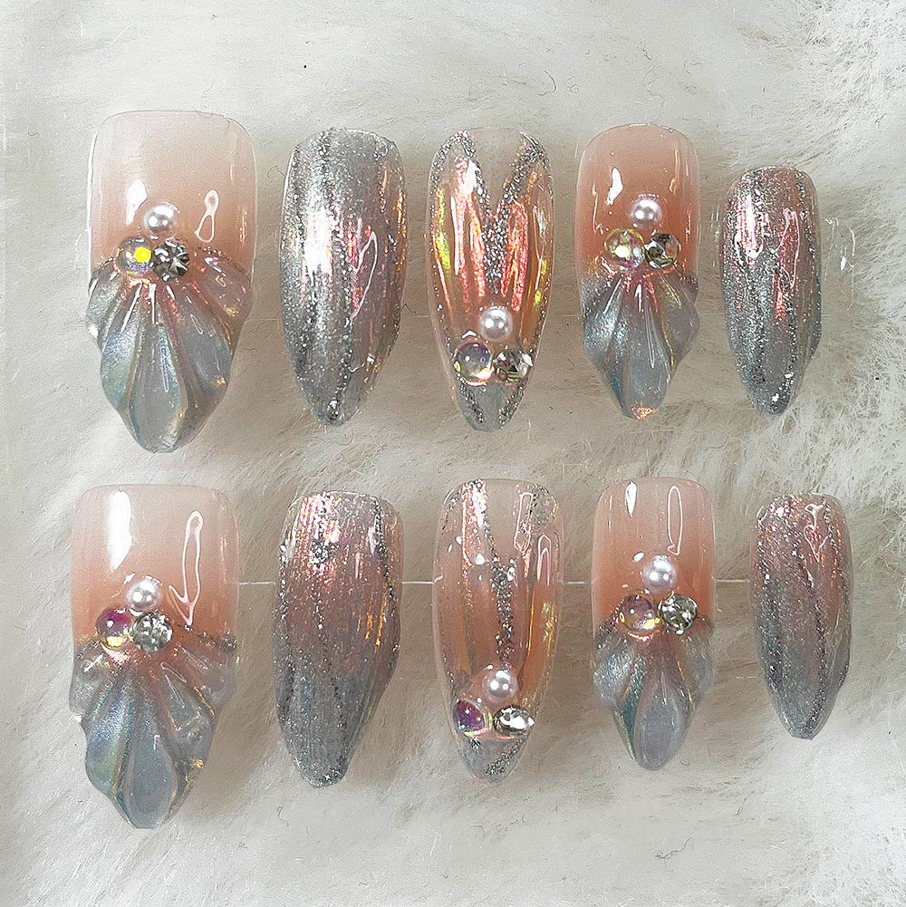 Nailsis Pink Crystal Press-On Nail Set